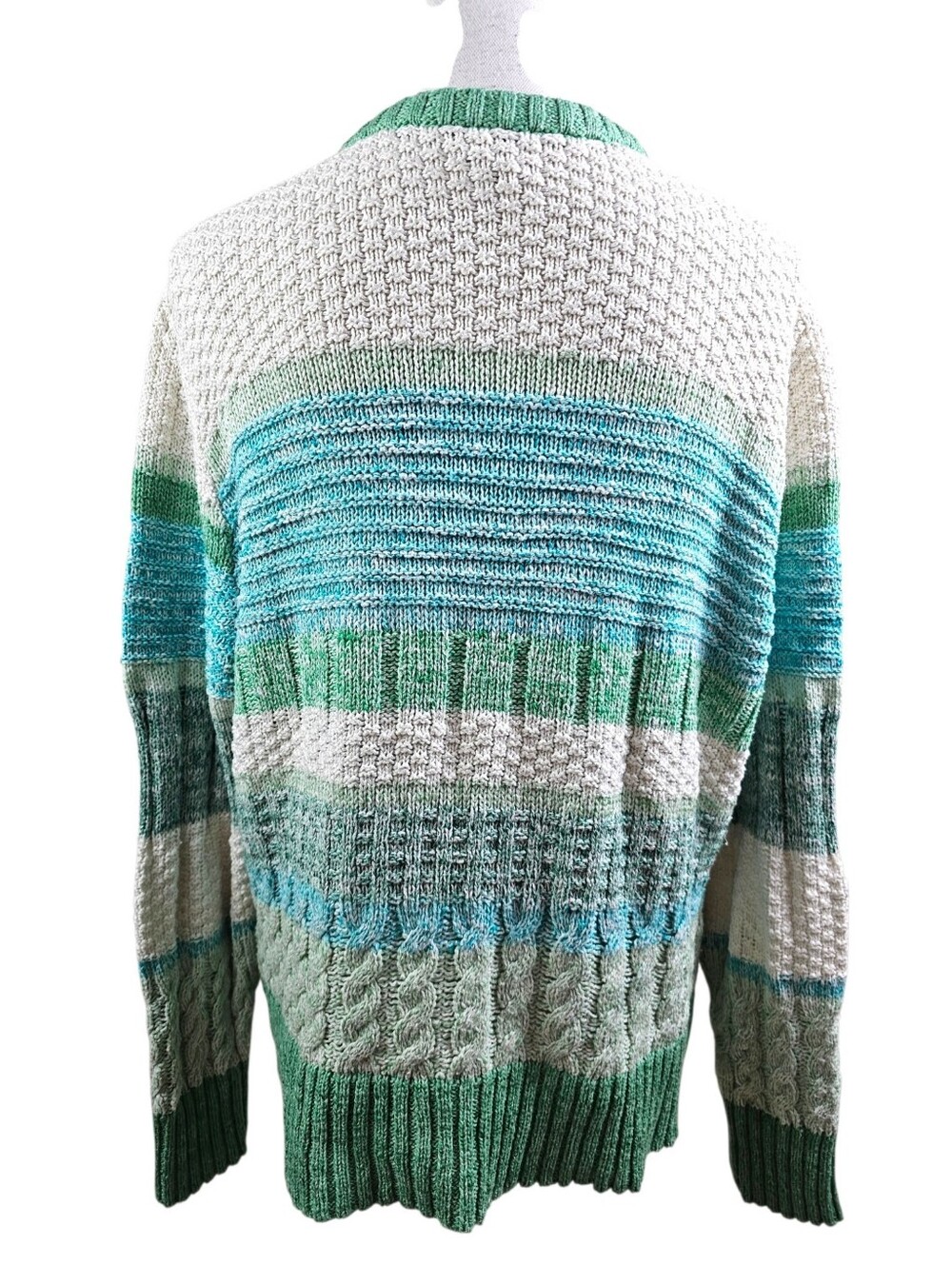 CAbi Mixed Stitch V Neck Striped Pastel Sweater XL - Picture 4 of 7